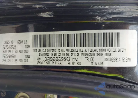 2016 Ram 1500 Lone Star z USA, uszkodzony, nr VIN 1C6RR6GG6GS270083